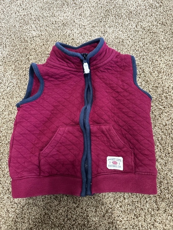 Carter's Other - Carter's Quilted Burgundy Vest with Navy Trim